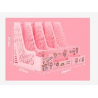 Лоток вертикальный Бюро-органайзер Universal розовый со стикерами kawaii 32,5х30,4х26,3см пластиковый 4102208 deVente