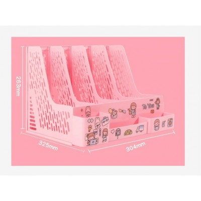 Лоток вертикальный Бюро-органайзер Universal розовый со стикерами kawaii 32,5х30,4х26,3см пластиковый 4102208 deVente