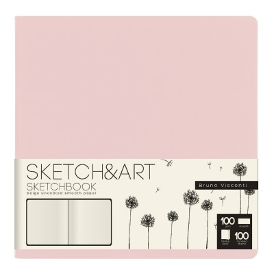 Скетчбук 100 листов А5 145х145 кожзам Sketch&Art Zefir розовый, бежевая бумага, 100г/м2 1-506/04 Bruno Visconti