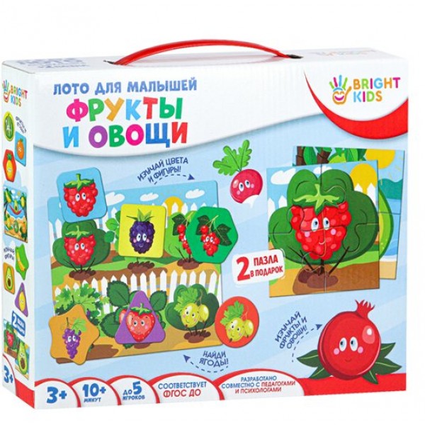 Рыжий кот Игра  Bright Kids Лото для малышей. Фрукты и овощи ИН-8028 Россия