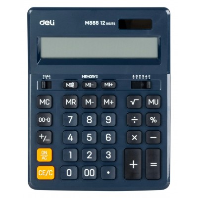 Калькулятор 12-разрядный настольный, синий EM888F-blue 1656442 Deli