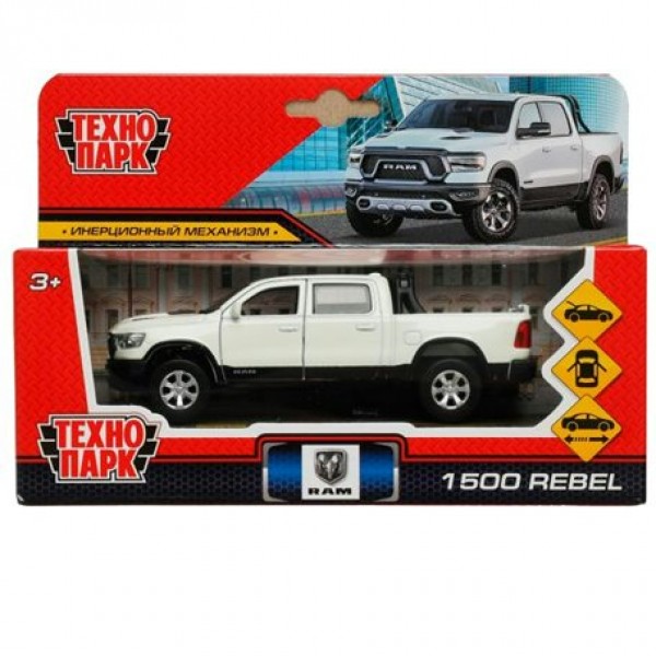 Технопарк Игрушка   Машина. Dodge Ram 1500 Rebel/13 см, металл, откр. двери, багажник, белый, инерц RAM1500-13-WH Китай