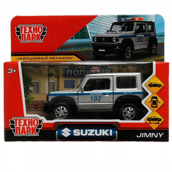 Технопарк Игрушка   Машина. Suzuki Jimny серый Полиция/11,5  см, металл, откр, двери, багажн, инерц JIMNY-12POL-SR Китай