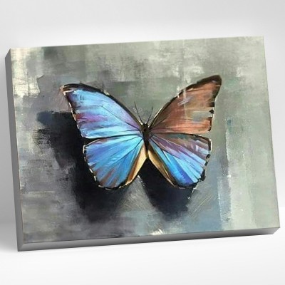 Картина по номерам холст на подрамнике 40х50 Голубая бабочка 25 цветов HR0188 Молли