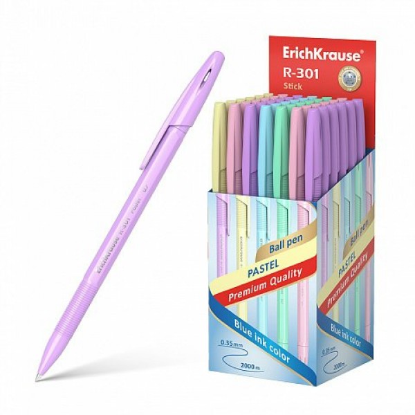 Ручка шариковая R-301 Pastel stick синяя 0,35мм 55387 ErichKrause