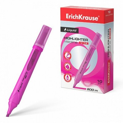 Маркер текстовой Liquid Visioline V-14 Neon скошенный, розовый жидкие чернила 56029 ErichKrause