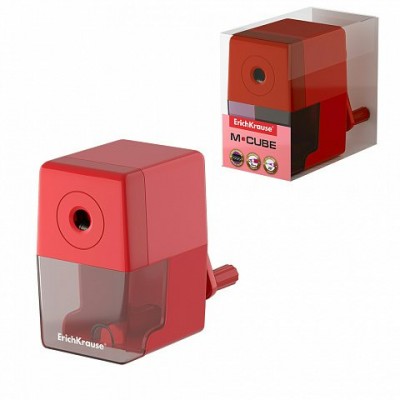 Точилка механическая 1 отверстие с контейнером M-Cube красная 56033 ErichKrause