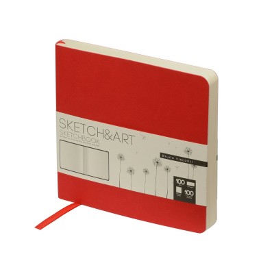 Скетчбук 100 листов А5 145х145 кожзам Sketch&Art Original красный, бежевая бумага, 100г/м2 1-506/02 Bruno Visconti