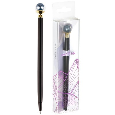 Ручка подарочная шариковая автоматическая Black pearl синяя 1мм металлический черный корпус подарочная упаковка MS_93881 MESHU  325966