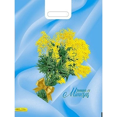 НеоПак/Пакет полиэтиленовый с вырубной ручкой. Bouquet Mimosas. Мимоза/380 х 470/НФ-00002514/