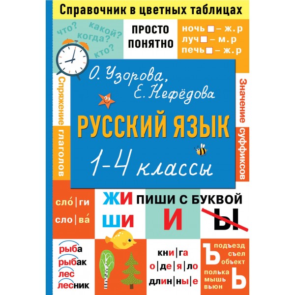 Справочник в цветных таблицах просто, понятно. Русский язык. 1 - 4 классы. Узорова О.В. АСТ