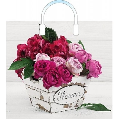 Артпласт/Пакет полиэтиленовый с пластиковой ручкой. Flower. Пинк 380 х 340/ПЛР54561/
