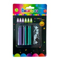 Браво/Набор свечей. Классические. Цветное пламя/6 см/620205/6 шт/ассортимент