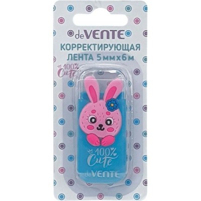 Корректор лента 5мм х6м Cute Rabbit голубой, непрозрачный корпус, фронтальный аппликатор 4062327 deVente