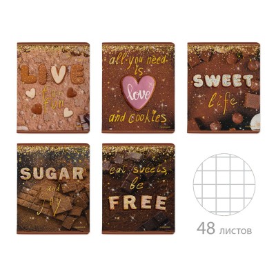 Тетрадь 48 листов А5+ 165х203 клетка Sweet life матовая ламинация софт-тач 65г/м2 7-48-1237 Bruno Visconti 5/60