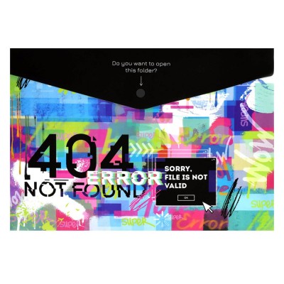 Папка конверт на кнопке А4 33х23,5см Ошибка 404 62536 Феникс