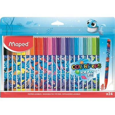 Фломастеры 24 цвета Colorpeps Ocean Life смываемые 845703 Maped