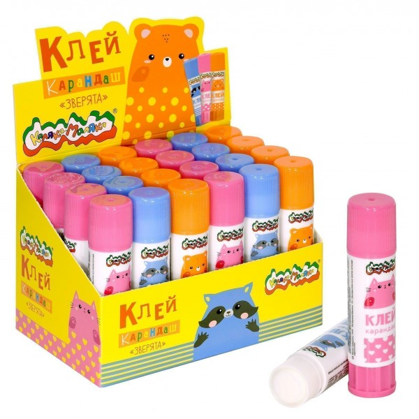 Клей карандаш 15гр Зверята ККЗКМ15 Каляка-Маляка 24/648 227209