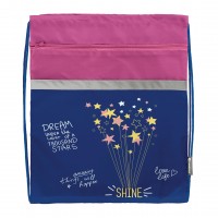 Мешок для сменной обуви 41х49см Shine Bright синий, для девочки, с карманом МОБК-ШНБ SchoolФормат  237208 Мешок для сменной обуви 41х49см Shine Bright синий, для девочки, с карманом МОБК-ШНБ SchoolФормат  237208