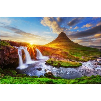 Картина по номерам холст на подрамнике 30х40 Гора в Исландии на закате 20 цветов в коробке ХК-6289 Рыжий кот