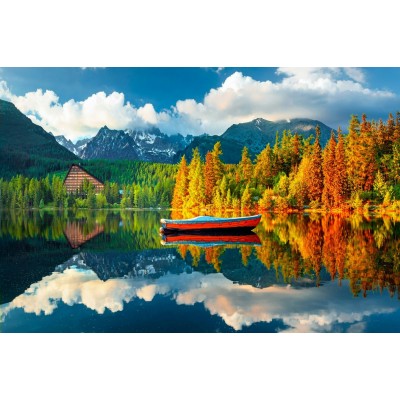 Картина по номерам холст на подрамнике 30х40 Зеркальное озеро близ гор 20 цветов в коробке ХК-6297 Рыжий кот