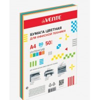 Бумага для ксерокса цветная А4 50 листов 80г/м2 интенсив 5 цветов ассорти 2072249 deVente