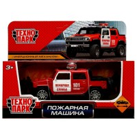 Технопарк Игрушка   Машина. Внедорожник Пожарная машина 11 см, металл, инерционная 1911C139-R Китай