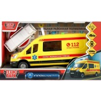 Технопарк Игрушка   Машина. Ford Transit Реанимация/22,5 см, пластик, свет, звук, откр. двери, инерц TRANSITVAN-22PLAMB-YE Китай