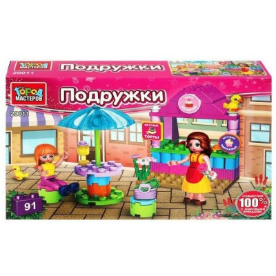 ГородМастеров Игрушка  Подружки Конструктор. Летнее кафе/91 дет 20011-AA Китай