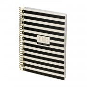 Ежедневник недатированный А5 136 листов, гребень золотой, твердая обложка Cute Diary Black&White Полоски 80г/м2 3-701/07 Bruno Visconti