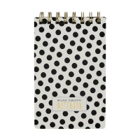 Блокнот 100 листов В6- 110х180 линия, гребень Cute journal Black&White Горошек матовая ламинация, софт-тач, фольга, бежевая бумага, 80г/м2 3-100-004/02 Bruno Visconti