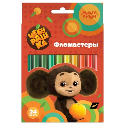 Фломастеры 24 цвета Чебурашка смываемые, картонная упаковка ФЛЧБ_53016 Мульти-пульти  357219