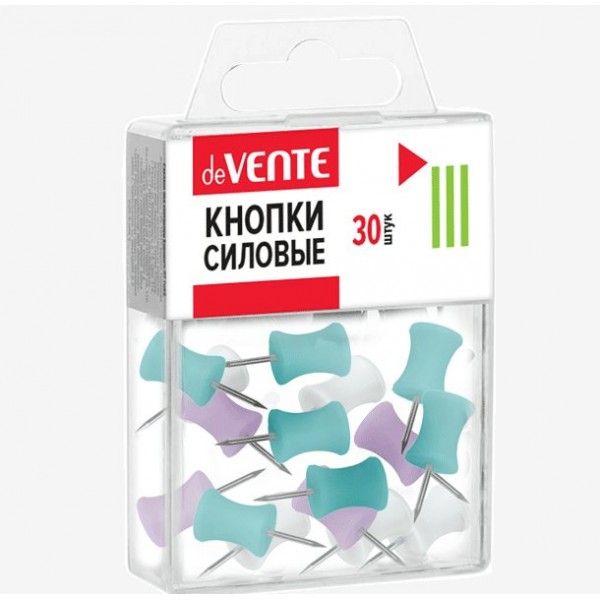 Кнопки силовые 30шт 9,4мм цветные, гвоздик Pastel 4132312 deVente 10/250