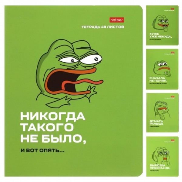 Тетрадь 48 листов А5 клетка Лягушонок ПЕПЕ Выпуск №1 ассорти 65г/м2 48Т5В1 Хатбер 5/100 080291