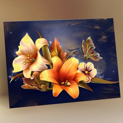Картина по номерам холст на картоне 15х20 Золотая лилия с поталью 16 цветов KH1185 Молли
