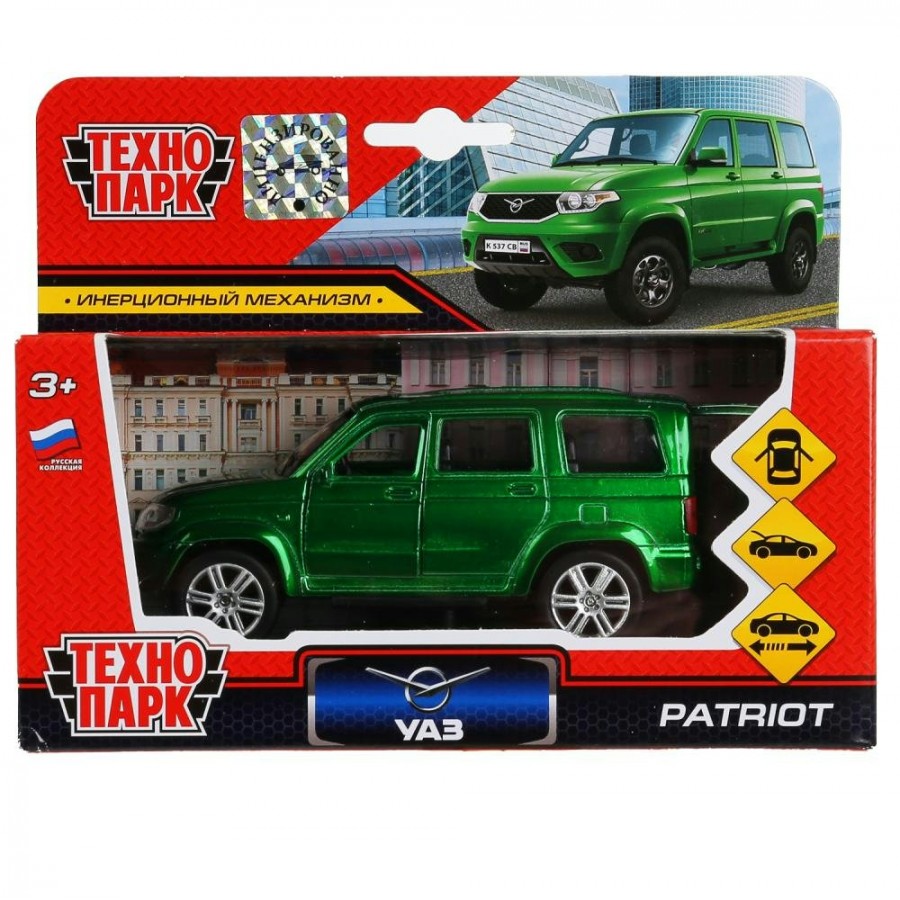 Технопарк Игрушка Машина. UAZ Patriot/12 см, металл, откр. двери, багажник,  инерц, зеленый SB-17-81-UP4-WB Китай купить оптом в Екатеринбурге от 524  руб. Люмна