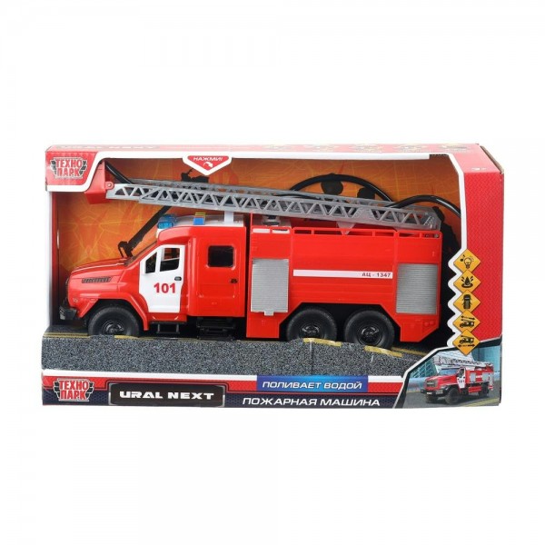 Технопарк Игрушка   Машина. Ural Next. Пожарная машина/28 см, пластик, свет, звук, инерционная URALNEXTFIR-27PLWAT- Китай