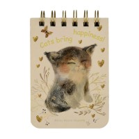 Блокнот 100 листов А7 линия, гребень, твердая обложка Cute journal Милый котик BV бежевая бумага, матовая ламинация, фольга золото, 80гр/м2 3-100-009/07 Bruno Visconti 20/120