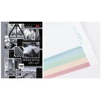 Блокнот 160 листов А4 клетка, твердая обложка Бизнес Office Style 5-цветный блок, 65г/м2 160ББ4В1_30386 Хатбер  083512