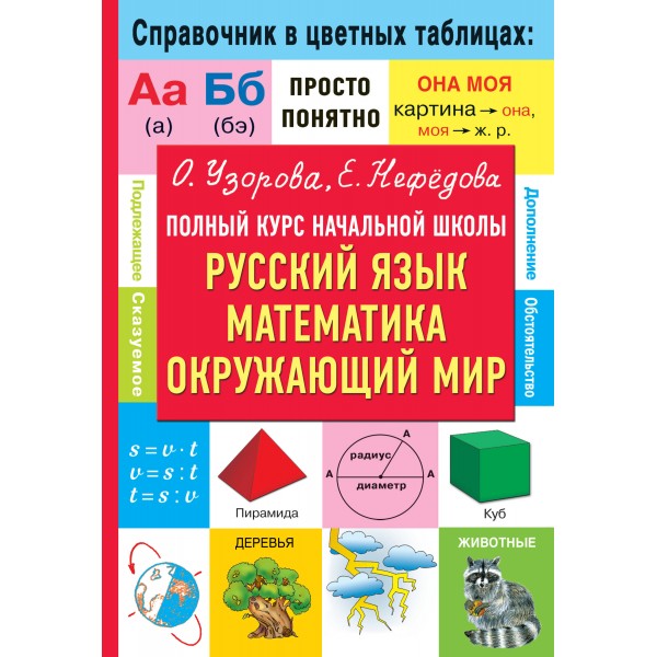 Справочник в цветных таблицах просто, понятно. Русский язык, математика, окружающий мир. Узорова О.В. АСТ