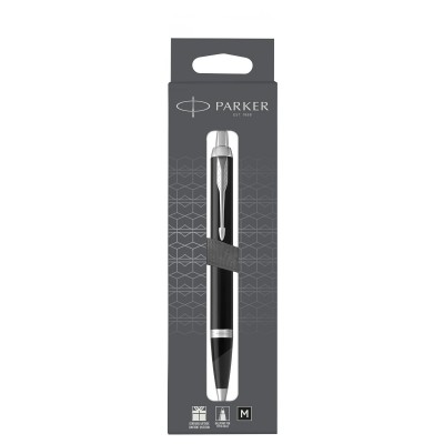 Ручка подарочная шариковая автоматическая IM Matte Black CT 1мм черная, черный корпус подарочная упаковка 2150846 Parker  359538