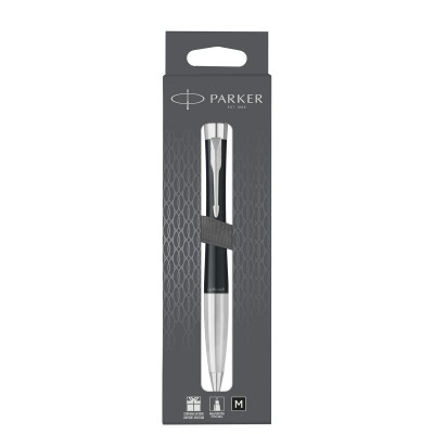 Ручка подарочная шариковая Urban Muted Black CT 1мм черная, корпус черный/серебро подарочная упаковка 2150858 Parker  359539