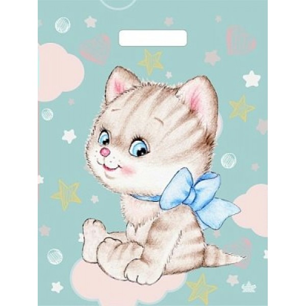 Тико/Пакет полиэтиленовый с вырубной ручкой. Милый котенок/340 х 450 ...