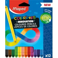 Карандаши цветные 12шт Colorpeps lnfinity 3-гранные, ударопрочный грифель картонная упаковка 861600 Maped