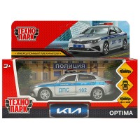 Технопарк Игрушка   Машина. KIA Optima полиция 12 см, металл, откр. двери, багажник, серебристый, инерц OPTIMA-12POL-SR Китай