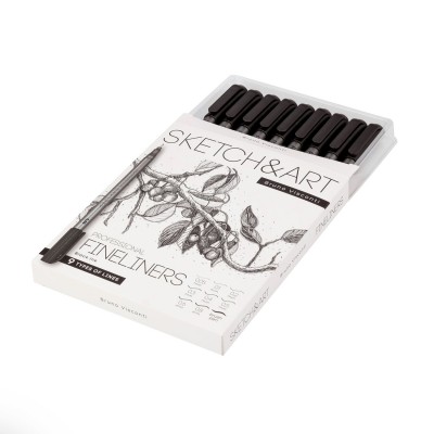 Ручка капилярная Набор 9шт Sketch&Art черн.0,05мм-0,8мм однораз. 36-0033 Bruno Visconti