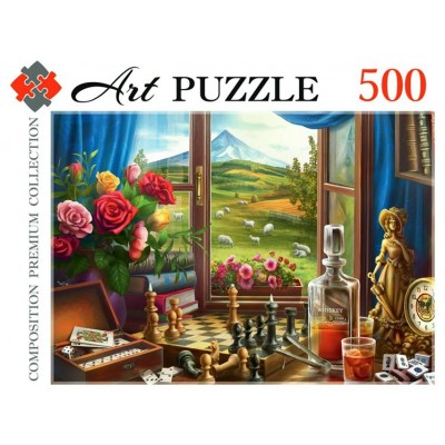 Рыжий кот Пазл 500 Artpuzzle Натюрморт с шахматами Х500-0442 Россия