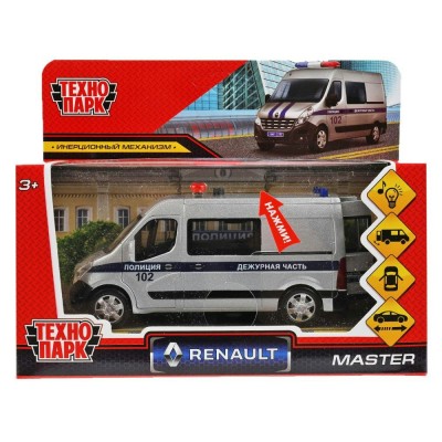 Технопарк Игрушка   Машина. Renault Master. Полиция/14 см, металл, свет, звук, откр. двери, инерц MASTER-14SLPOL-SR Китай