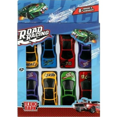 Технопарк Игрушка  Road Racing Набор машин. Суперкар/7,5 см, металл RR-SET-096-R Китай 8 шт, ассортимент