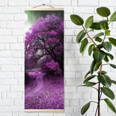 Мозаика алмазная холст б/подрам. 35х90 Панно Фиолетовый лес 30цв с дерев. рейками и шнуром KM1113 Молли